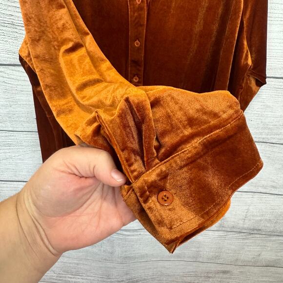 Haptics Plus Size Burnt Orange Velvet Long Sleeve Tunic Top Size 3X - Picture 4 of 9
